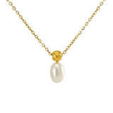 Cwaje1962_Simple Pearl Pendant Necklace Gold