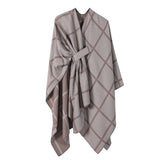 SOLID COLOR PLAID CAPE CLOAK PLAIN SHAWL_CWASC2257