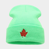 RED MAPLE LEAF EMBROIDERY KNITTED HAT HIP HOP HAT_CWAH2083