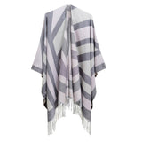 GEOMETRIC TASSEL SPLIT WARM SHAWL_CWASC0308