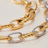 MODERN 18K GOLD SILVER ROPE CROSS CHAIN BRACELET_CWAJE4822