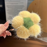 AUTUMN WINTER PLUSH HAIR CLAW FLORAL DUCKBILL CLIP_CWAHA3306