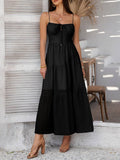 Solid Color High-Waisted Halter Dinner Dress