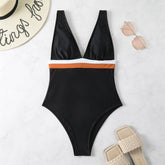 SEXY V NECK ADJUSTABLE LACE UP ONE PIECE SWIMSUIT_CWMW0628