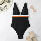 SEXY V NECK ADJUSTABLE LACE UP ONE PIECE SWIMSUIT_CWMW0628