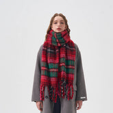 Red Plaid Scarf - Retro Warm Wrap For Couples_Cwasc2331