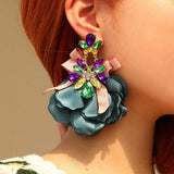 HANDMADE FLORAL FABRIC EARRINGS ELEGANT WOMANS_CWMM6173