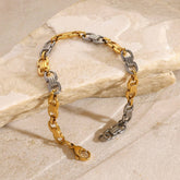 Two-Tone Cuban Chain Bracelet In Titanium Steel