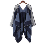 PRINTED DIAMOND LINE PATTERN BLANKET SHAWL CLOAK_CWASC0312