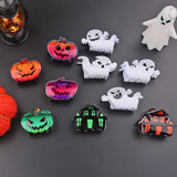 PUMPKINS GHOSTS HAUNTED HOUSE HALLOWEEN HAIR CLAW CLIPS