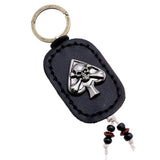 DOUBLE SIDED SKULL VINTAGE LEATHER KEYCHAIN_CWMM5023