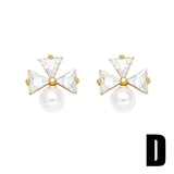 COPPER PLATED 18K GOLD FLOWER PEARL EARRINGS_CWAJE0998