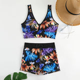 PRINTED DEEP V BIKINI TWO PIECE SWIMSUIT_CWMW0315
