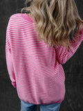 V-Neck Casual Simple Two-Color Striped Sweater