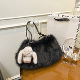 FLUFFY FOX FUR BAG WOMEN FASHION SHOULDER TOTE_CUAB00567