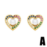 COLORED ZIRCON HEART BOW EARRINGS_CWAJE1007