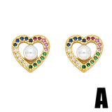 COLORED ZIRCON HEART BOW EARRINGS_CWAJE1007
