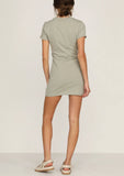 Solid Color Short-Sleeved Dress With Hem Lace