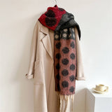 RETRO POLKA DOT WOOL LIKE THICK SCARF SHAWL WINTER_CWASC1440