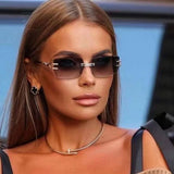 RIMLESS CUT SQUARE FRAME SUNGLASSES_CWASG0679