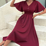 Waistline Temperament V-Neck Dress