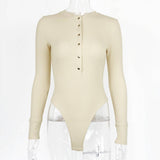 BUTTON COLLAR RIBBED LONG SLEEVED BODYSUIT_CWSBSL0043