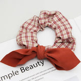 5PCS GINGHAM CLOTH BOW TIED SCRUNCHIE_CWAHA0178