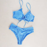 Tied Bow Bikini Set-Solid Color Sexy Swimsuit_Cwmw0189