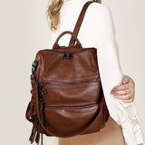 TASSEL DETAIL PU LEATHER BACKPACK SHOULDER BAG_CWAB0778