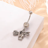 Unique Fist Arrow Belly Ring Body Piercing_Cwmm9326