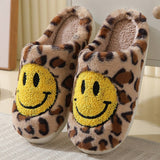 LEOPARD SMILING COTTON FUZZY SLIPPERS WOMEN_CWSHS0278