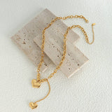 Titanium Steel Double Heart Pendant Necklace