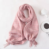 Women Simple Warm Plaid Scarf