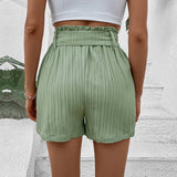 Solid Color Pleated Shorts With Belt