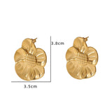 18K GOLD PLATED STEEL SUNFLOWER STATEMENT EARRINGS_CWMM8926