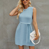 Solid Knitted Skirt Split Dress