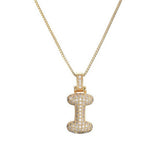 COPPER ZIRCONIA 26 LETTERS PENDANT NECKLACE_CWMM5866