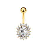 COPPER SUNFLOWER GEAR CZ BELLY RING FOR WOMEN_CWMM9330