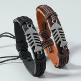 SIMPLE HAND WOVEN VINTAGE LEATHER BRACELET_CWMM4530