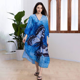 PLUS SIZE BUTTERFLY PRINT BEACH COVER UP DRESS_CWMM6199