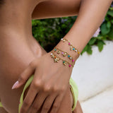 SWEET 18K GOLD PUPPY PAW BEAR CHARM BRACELET_CWAJE4824