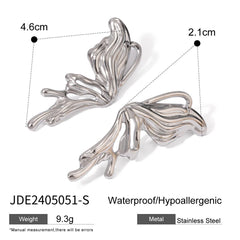 STAINLESS STEEL SWEET GOTHIC 3D BUTTERFLY EARRINGS_CWASC1688