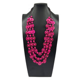HAND WOVEN COCONUT SHELL WOOD ROUND BEAD NECKLACE_CWMM4555