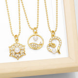 FLOWER PEARL INLAID ZIRCONIUM PENDANT NECKLACE_CWAJE0904
