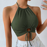 Women Sexy Halter Crop Top With Backless Design