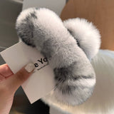 LARGE REAL REX RABBIT FUR HAIR CLAW CUTE COZY_CWAHA3302