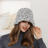 STRIPED BUCKET HAT WARM EAR PROTECTION KNITTED HAT_CWAH1978