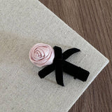 NEW PURE PINK ROSE BOW HAIRPIN_CWAHA4653