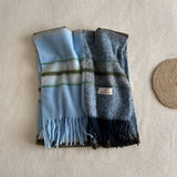 BLUE PLAID FAUX CASHMERE SCARF WINTER WARM_CWASC2337
