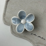 Cream Floral Claw Clip High Ponytail Hair Grip_Cwaha08257